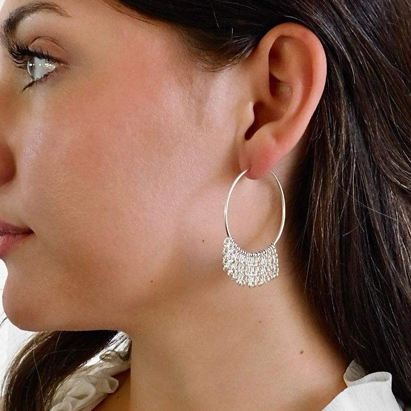 Lieah Hoop Silver Earrings | Medium