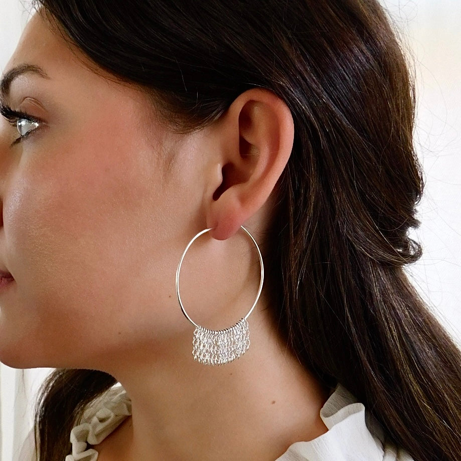 Lieah Hoop Silver Earrings | Large