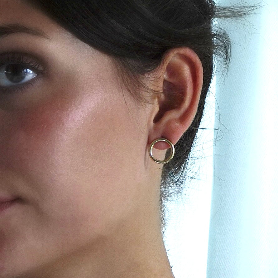 Gold Medallion Stud Earrings | Medium