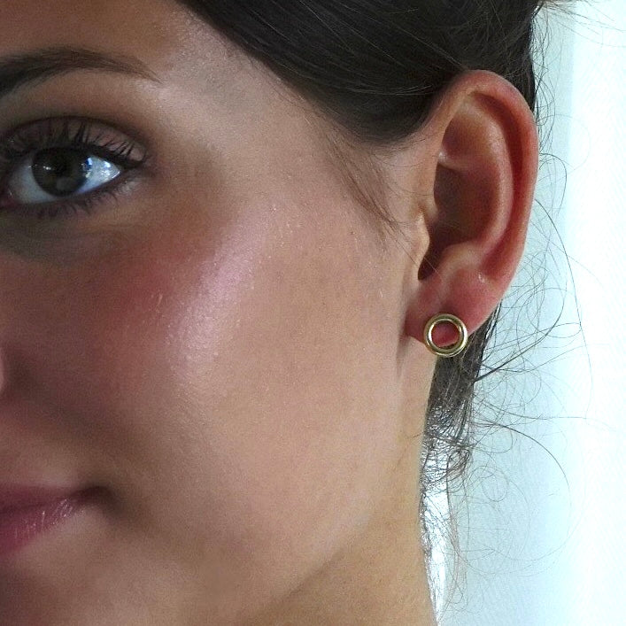 Gold Medallion Stud Earrings | Small