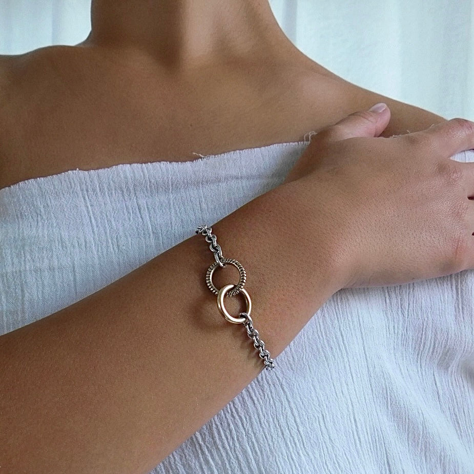 Gold Two Link Silver Bracelet