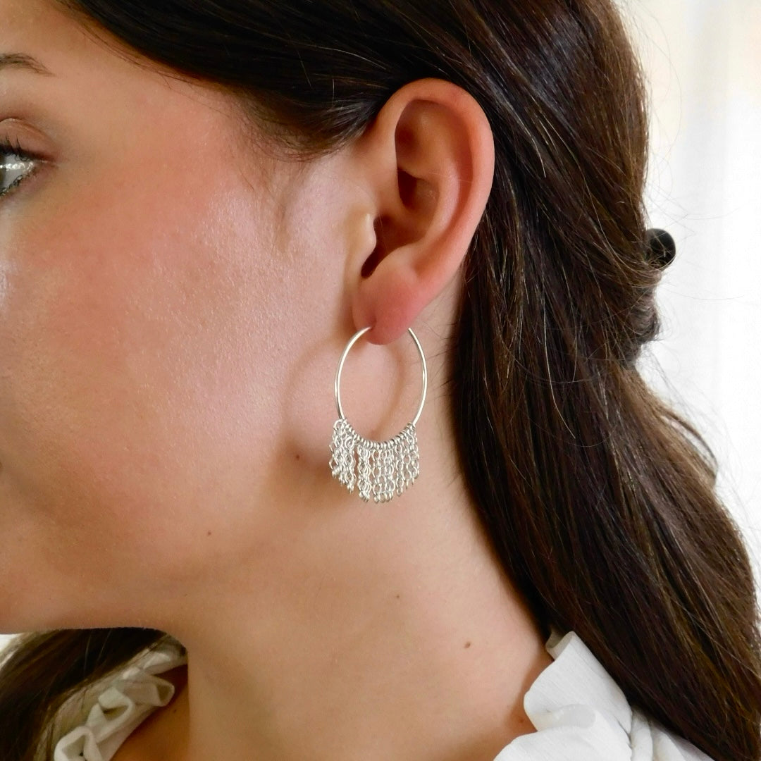Lieah Hoop Silver Earrings | Small
