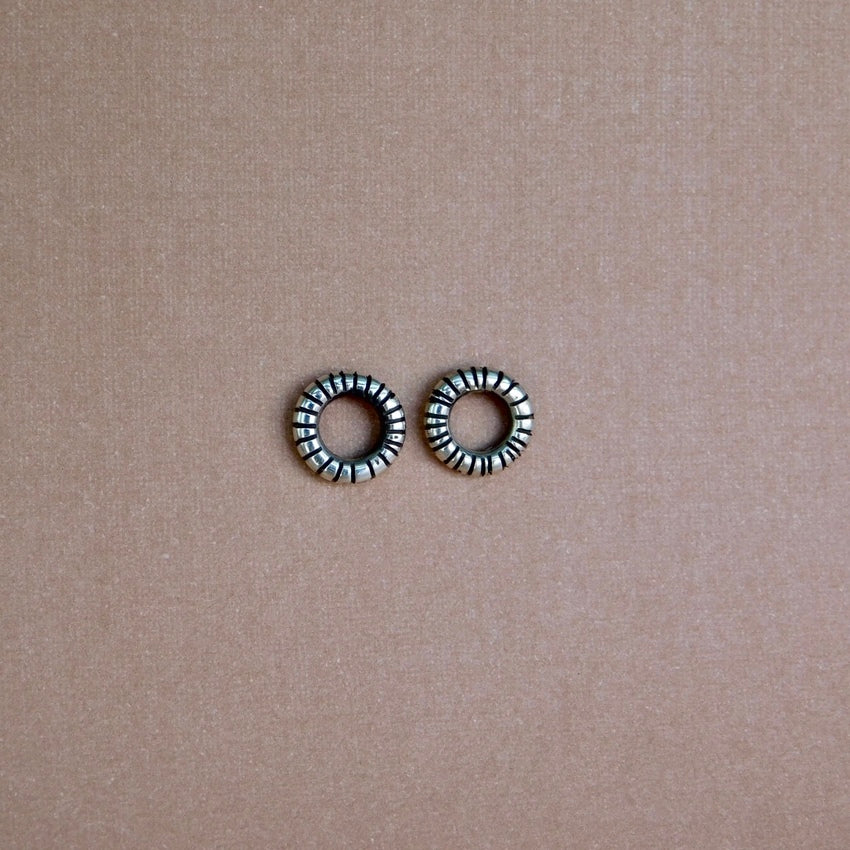 Circle Stud Earrings Small Textured