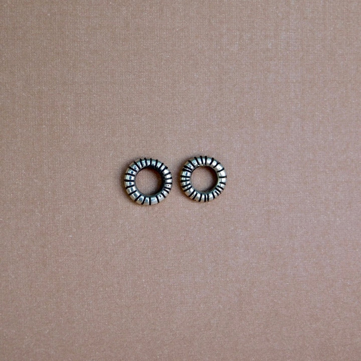 Circle Stud Earrings Small Textured