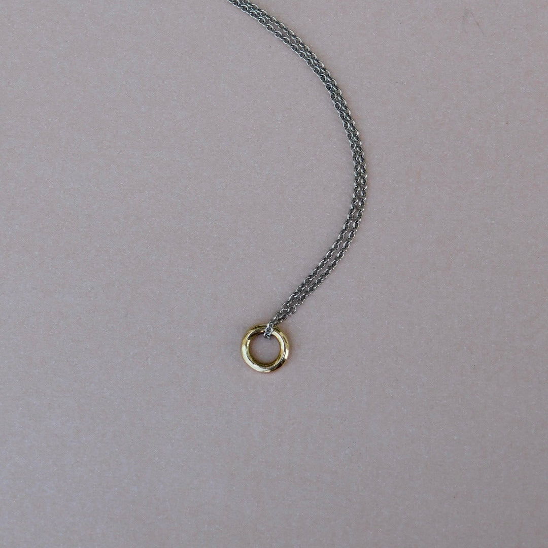 Una Circle Necklace Two Tone Small