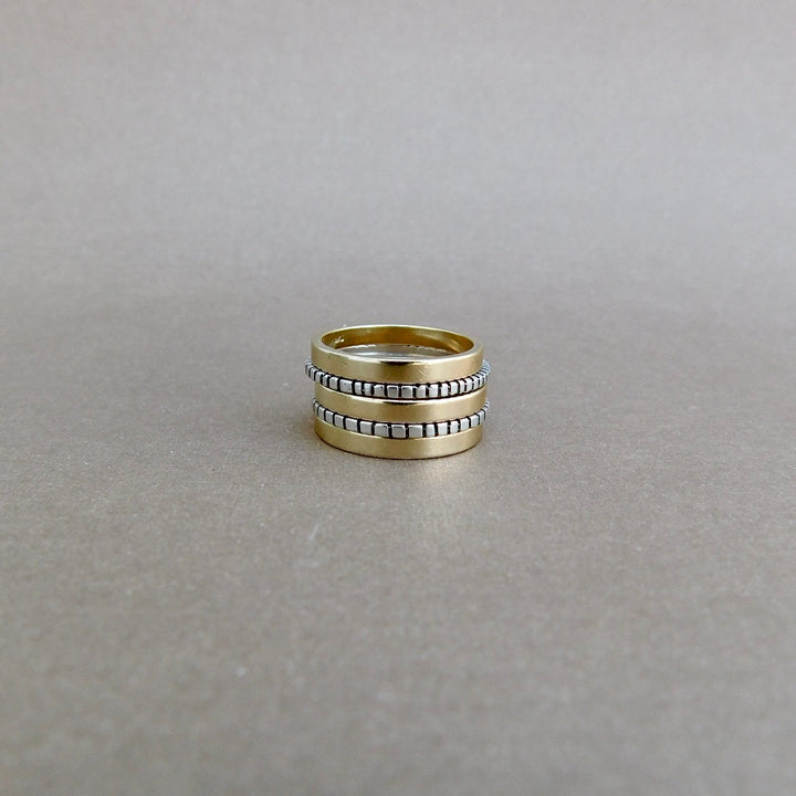 Textured Silver with Square Edge Two Tone Stack