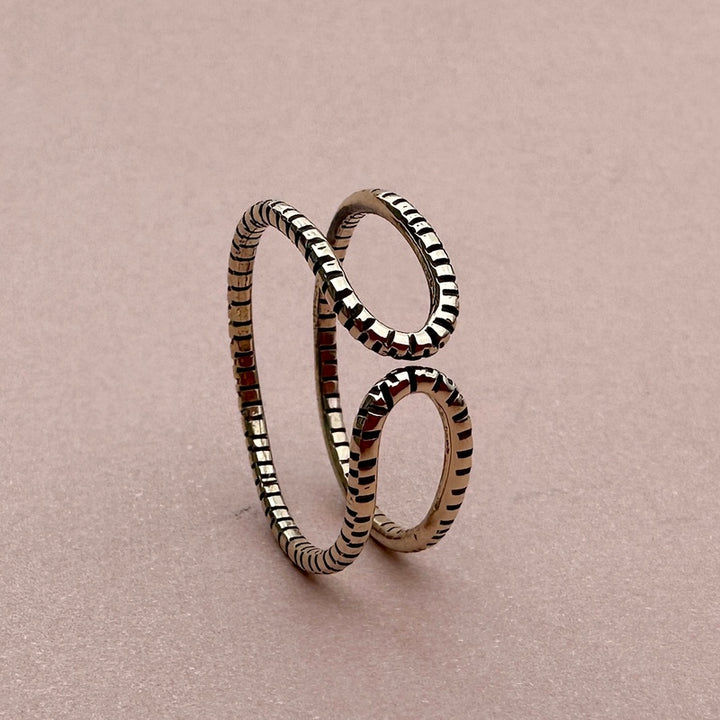 Gold Long Link Textured Ring