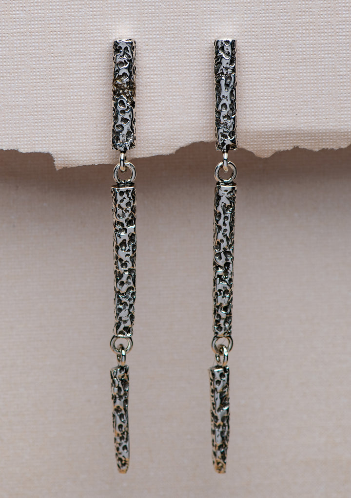 Coral Silver Drop Earrings | Large