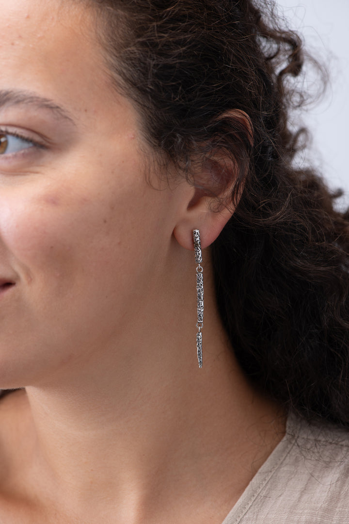 Coral Silver Drop Earrings | Large