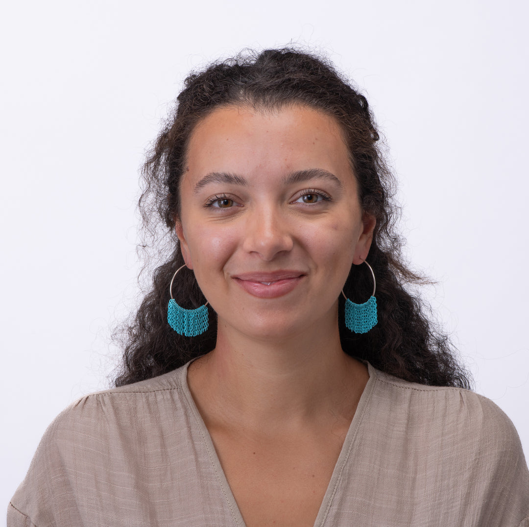 Lieah Hoop Silver Earrings | Blue