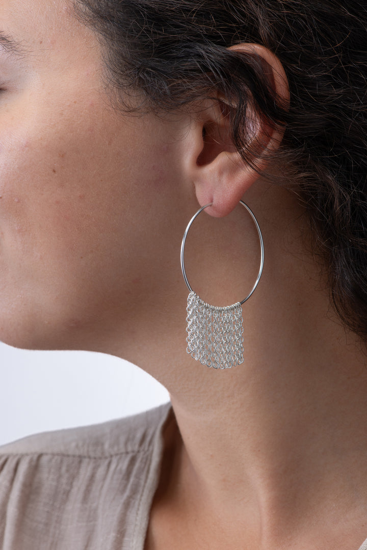 Lieah Hoop Silver Earrings