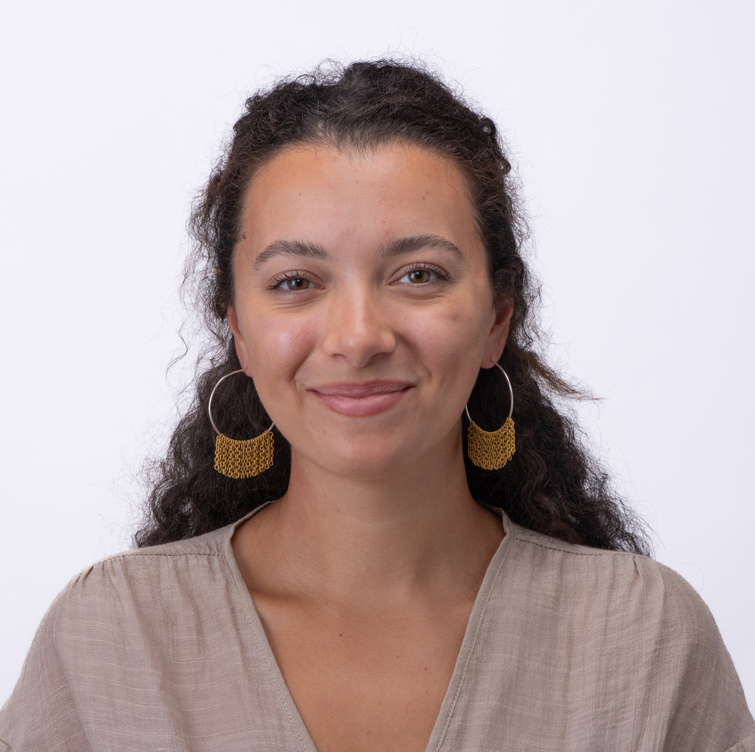 Lieah Hoop Silver Earrings | Mustard