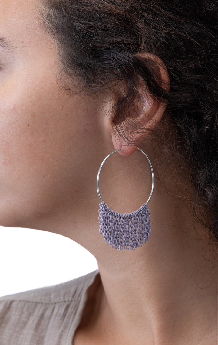 Lieah Hoop Silver Earrings | Purple