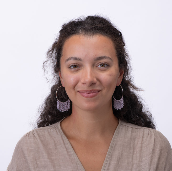 Lieah Hoop Silver Earrings | Purple
