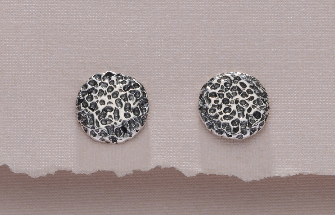 Round Coral Silver Earrings