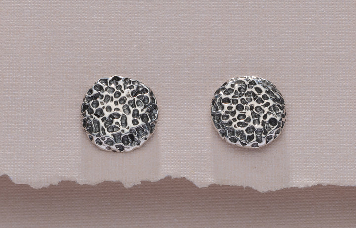 Round Coral Silver Earrings