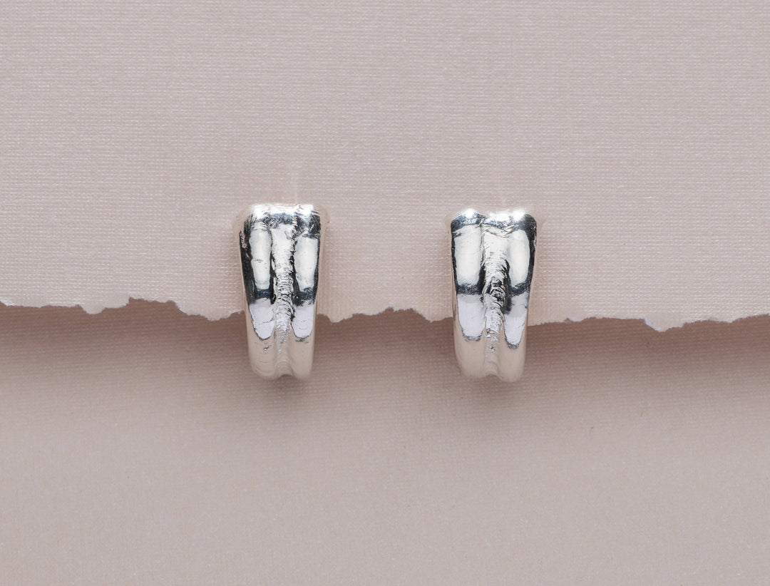 Scallop Silver Hoop Earrings