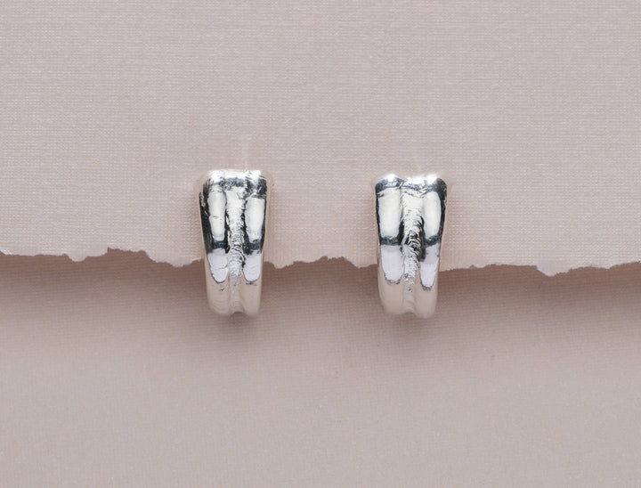 Scallop Silver Hoop Earrings