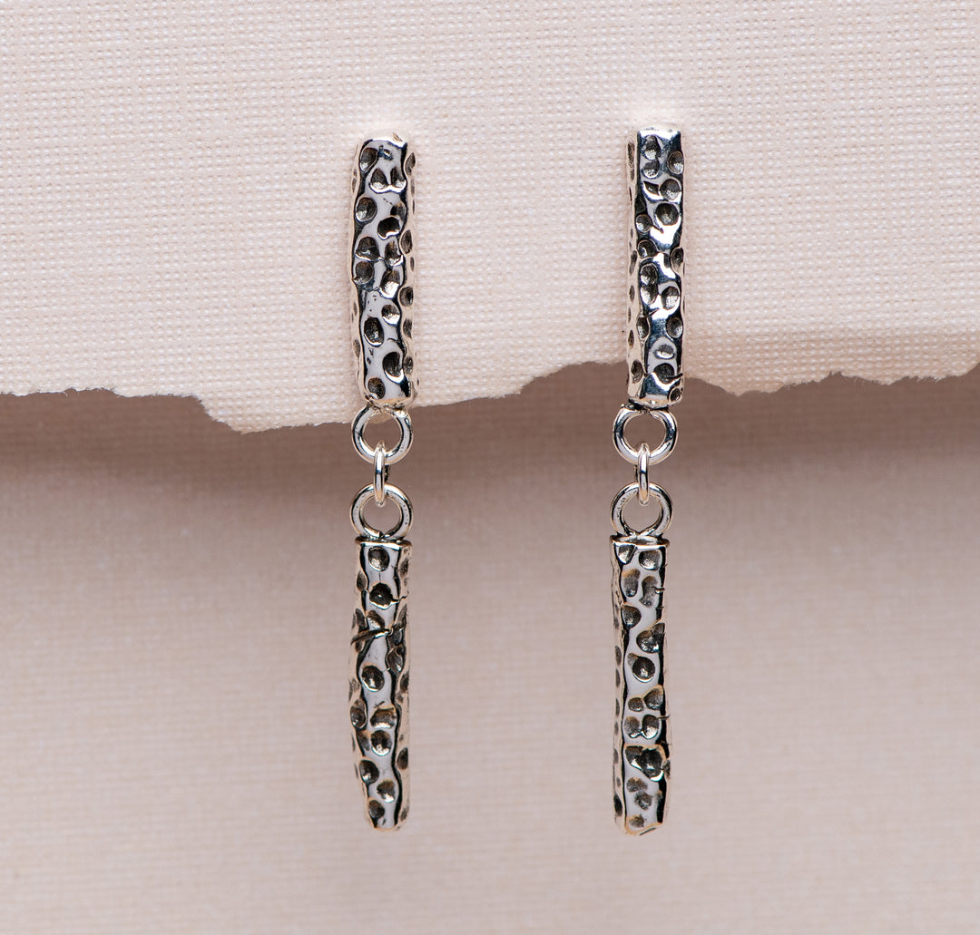 Coral Silver Drop Earrings | Small