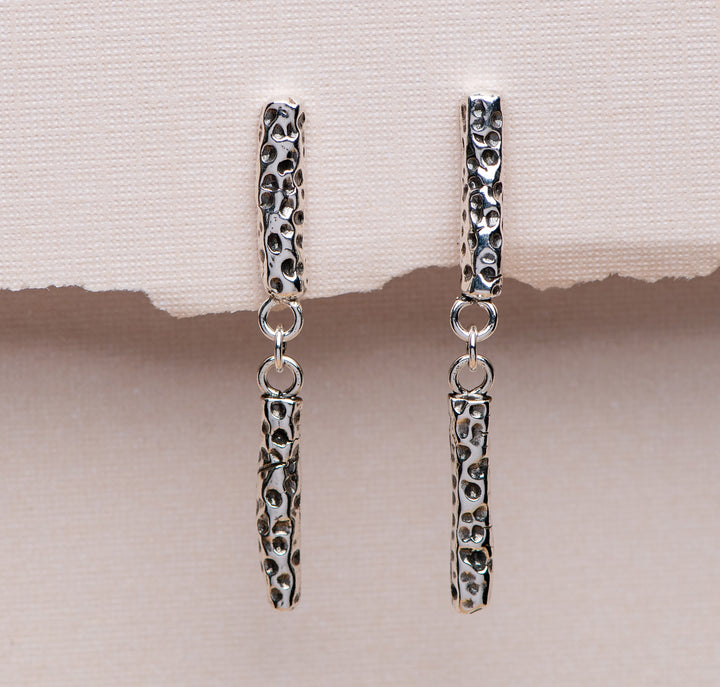 Coral Silver Drop Earrings | Small