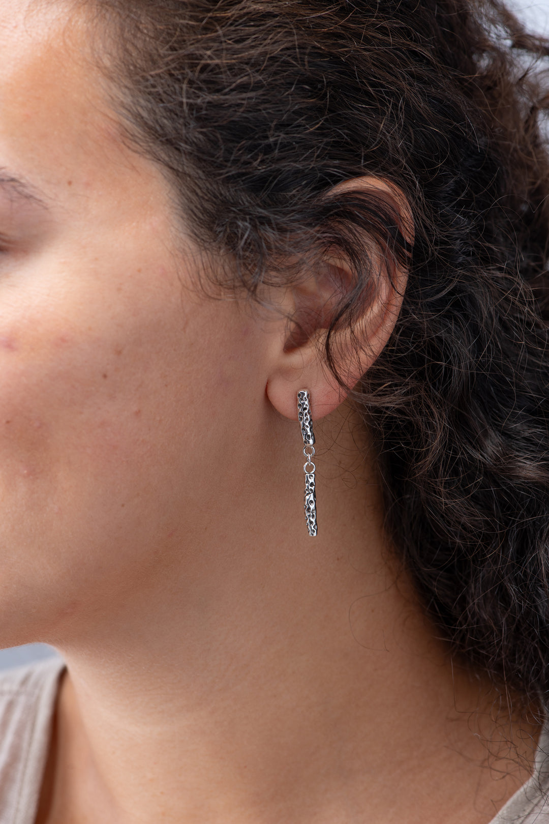 Coral Silver Drop Earrings | Small
