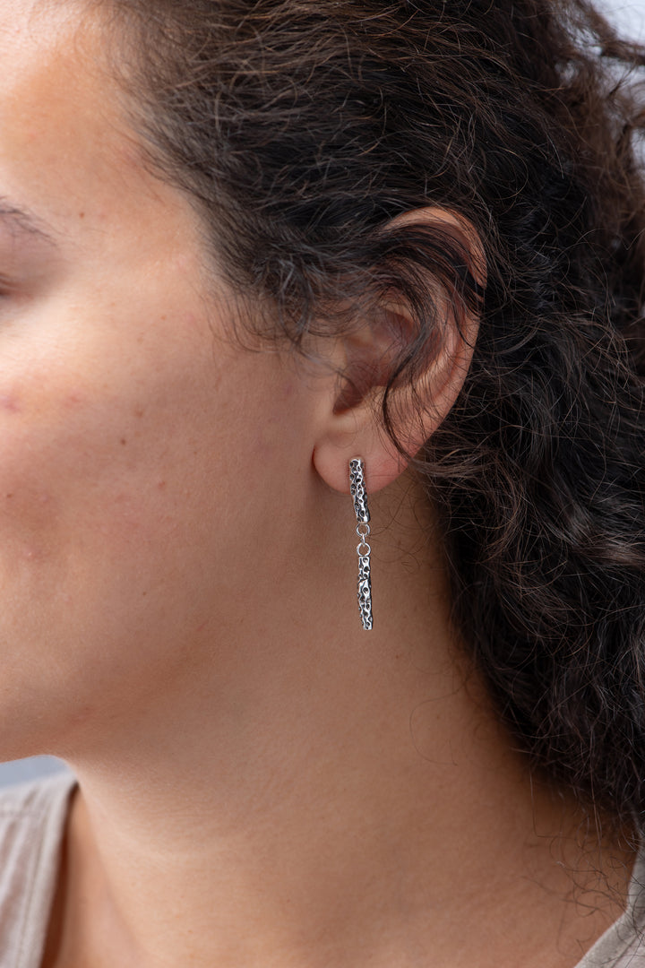 Coral Silver Drop Earrings | Small