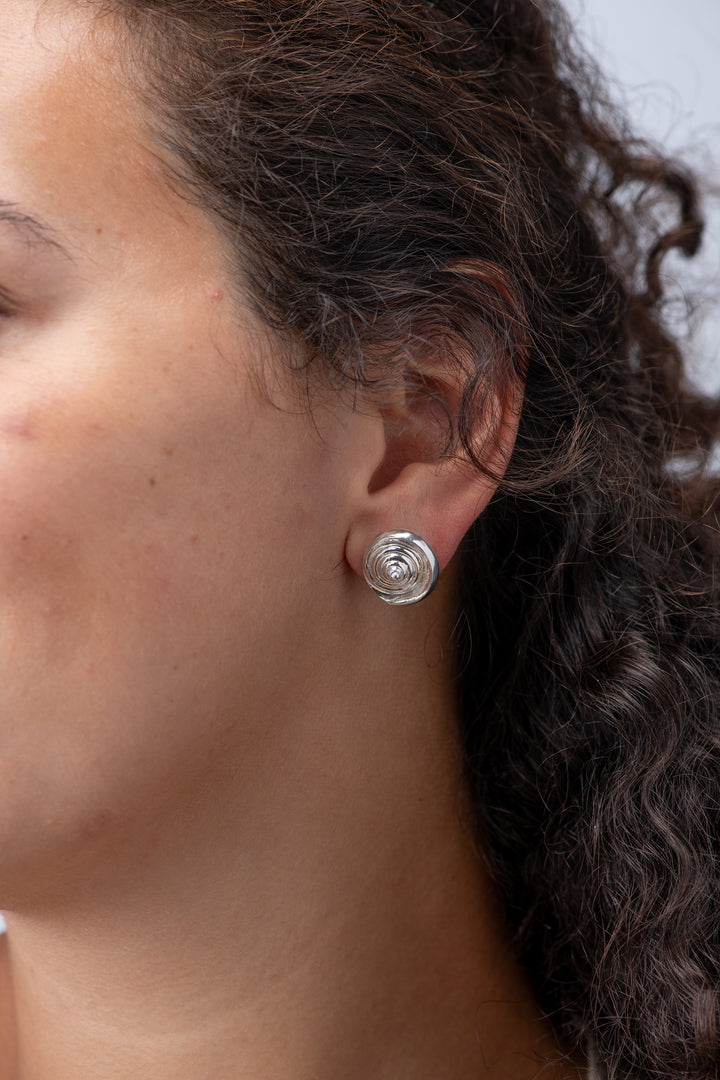 Swirl Shell Silver Earrings
