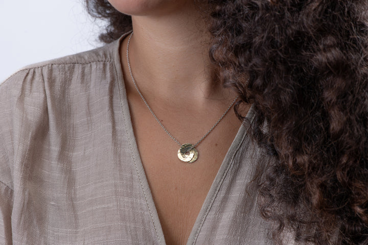 Tri Two-Tone Gold and Silver Necklace