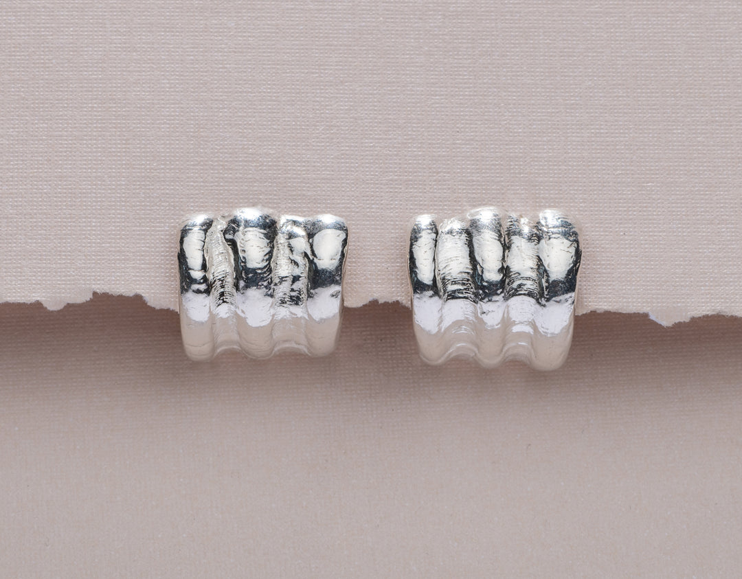 Wide Scallop Silver Hoop Earrings