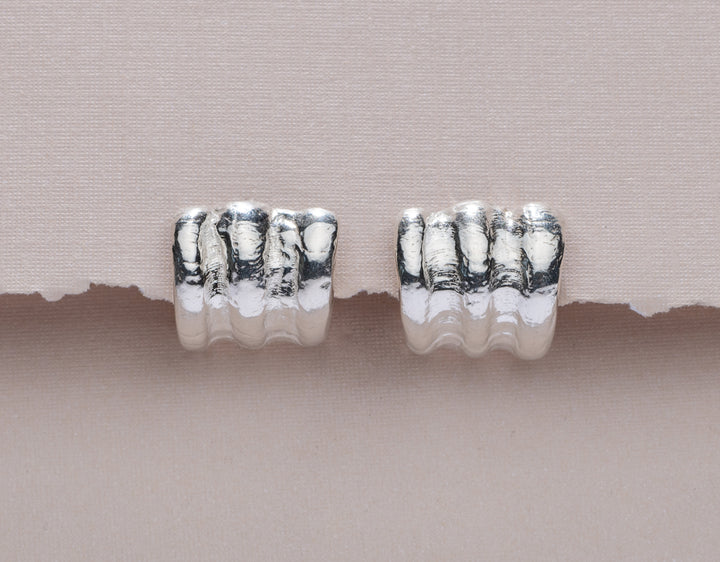 Wide Scallop Silver Hoop Earrings